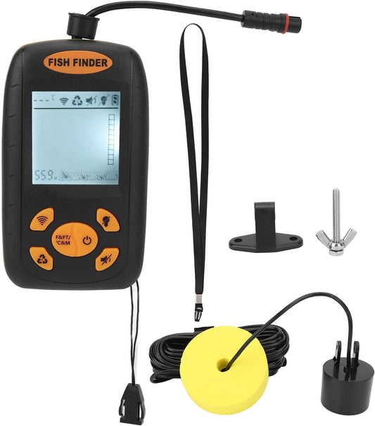 Portable Fish Finder, Handheld LCD Sonar Sensor, Depth Detector for Kayak Boat Lake, Fishfinder with 5 Tier Sensitivity, Ideal for Ice Shore Sea Fishing - PuriLite