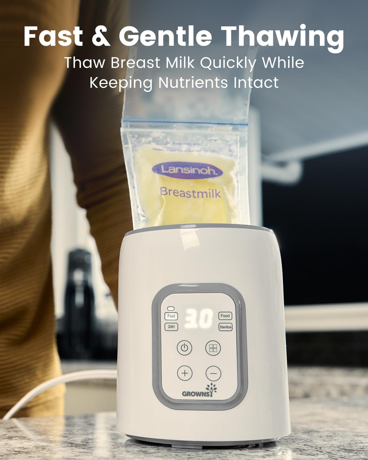Bottle Warmer, GROWNSY 8-in-1 Fast Baby bottle Warmer with Timer LCD Display Accurate Temperature Control for Breastmilk or Formula - PuriLite