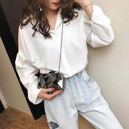 Clutch Purses for Women Lattice Pattern Metal Handbag Chain Geometric Evening Bag for Women - PuriLite