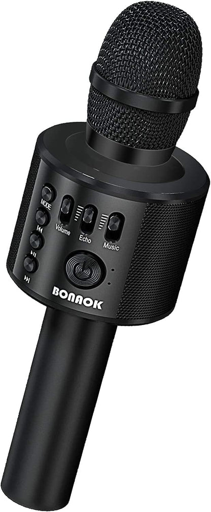 BONAOK Wireless Bluetooth Karaoke Microphone,3-in-1 Portable Instrument Wireless Microphone Mic Speaker Machine Home Party Birthday for All Smartphones（Black） - PuriLite