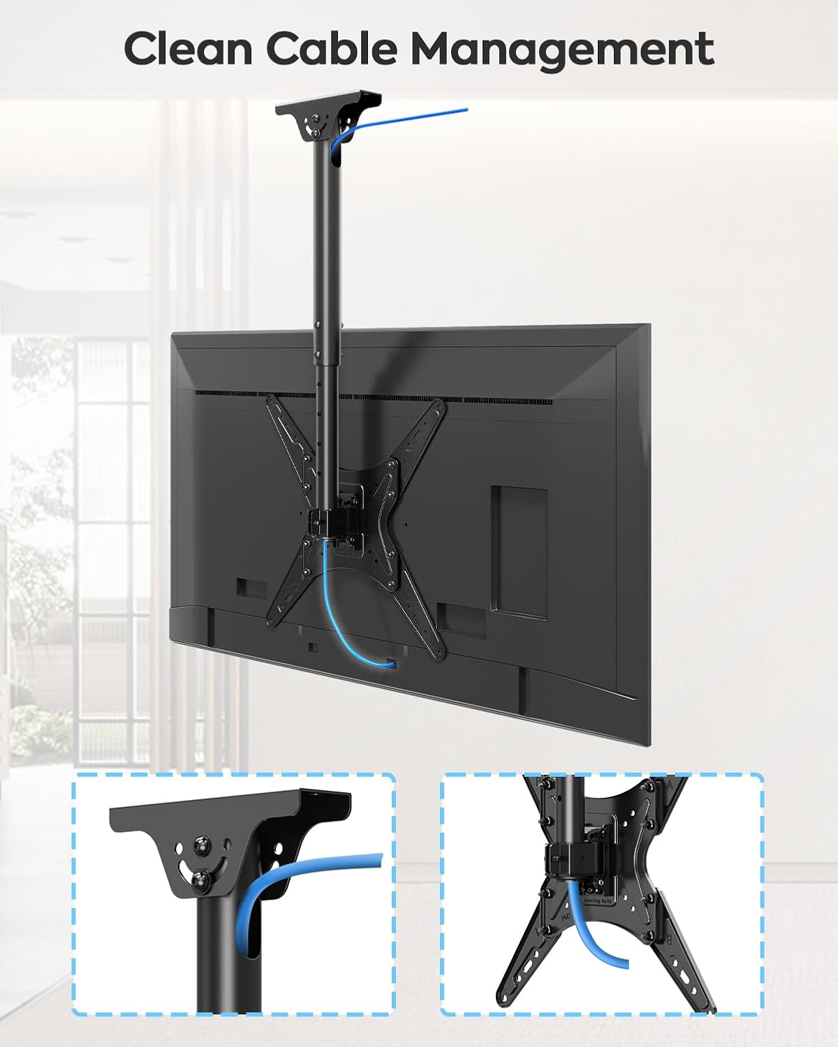 MOUNTUP Ceiling TV Mount for Most 24''-65'' TVs, Hanging TV Ceiling Mount for 32 43 50 55 60 65 inch TVs, Full Motion Height Adjustable TV Mount Bracket, Holds up to 99lbs, Max VESA 400x400mm, MU0039 - PuriLite