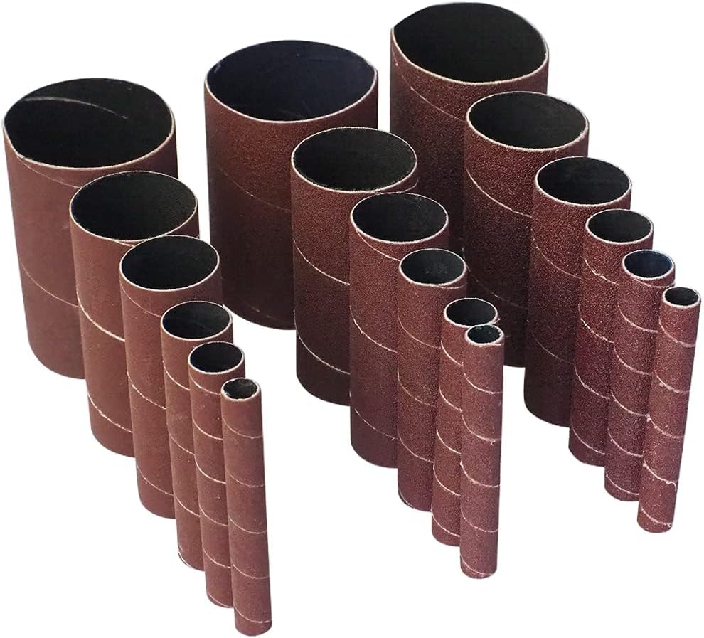 18 Pack Spindle Sander Sleeves, Sanding Sleeves for Oscillating Sander, 80 150 240 Assorted Grit Sandpaper, 4-1/2" Length, 1/2",3/4",1",1-1/2", 2", 3" Diameter - PuriLite