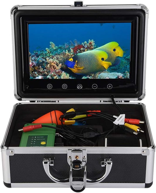 Underwater Fish & Depth Finders Camera, Portable 9 inch LCD Waterproof Monitor HD 15PCS White LEDs and 15PCS Infrared Lamps 1000TVL 30M Deep-sea Probe VR Video Cam for Ice Sea Boat Lake Fishing(US) - PuriLite