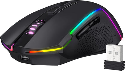 Redragon M693 Wireless Gaming Mouse, 8000 DPI Wired/Wireless Mouse w/ 3-Mode Connection, BT & 2.4G Wireless, 7 Macro Buttons, Durable Power Capacity for PC/Mac/Laptop - PuriLite