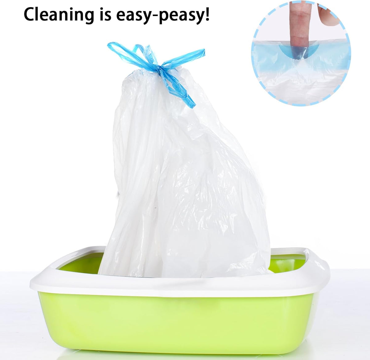Yymobt Cat Litter Box Liners Waste Bags for Self-Cleaning Drawstring Waterproof Easy Cleanup Automatic Litter 20 Count - PuriLite