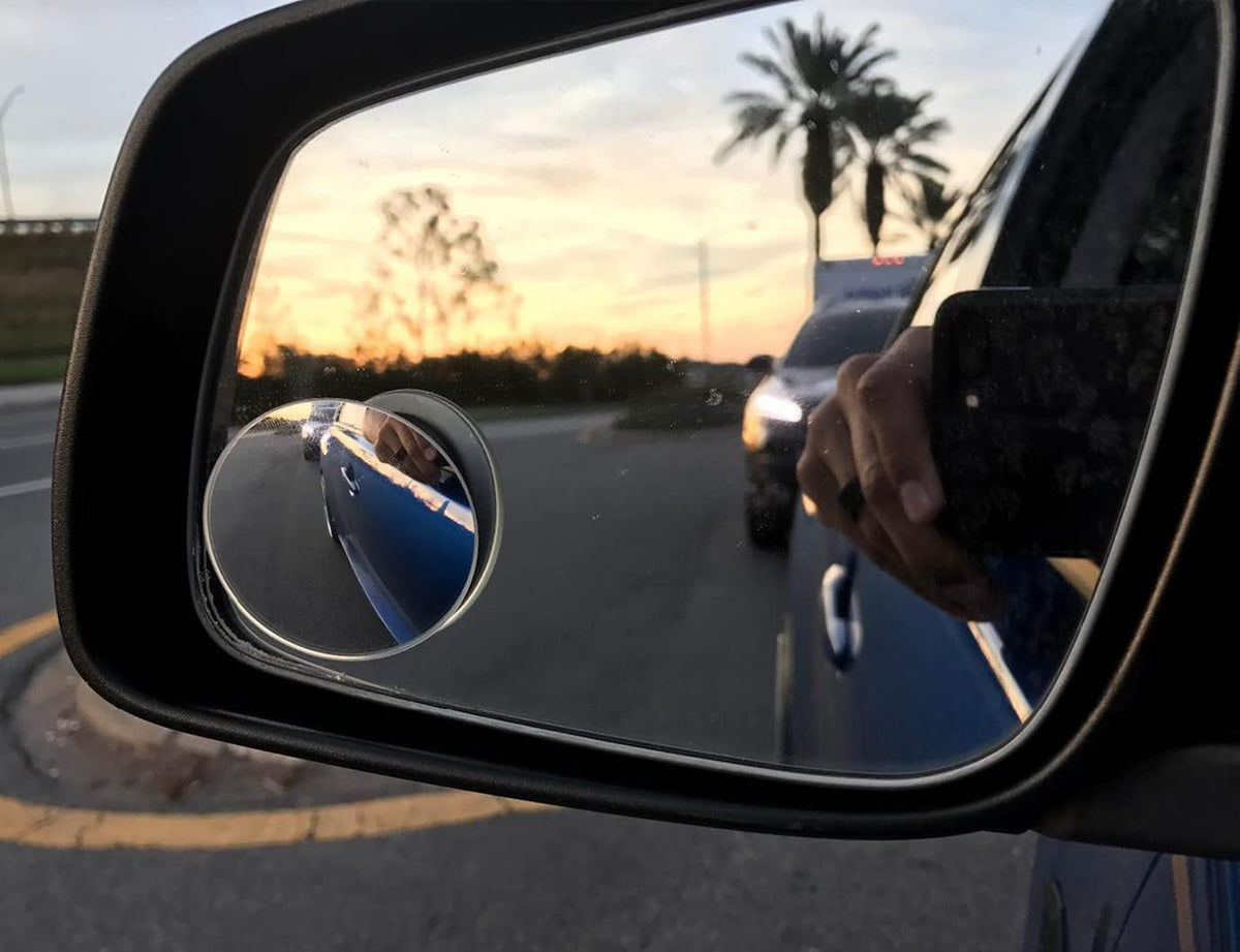 Ampper Blind Spot Mirror, 2" Round HD Glass Frameless Convex Rear View Mirror, Pack of 2 - PuriLite