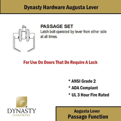 Dynasty Hardware AUG-00-26D Grade 2 Commercial Duty Office Door Keyed Lever Lockset, ADA, Satin Chrome Finish - PuriLite