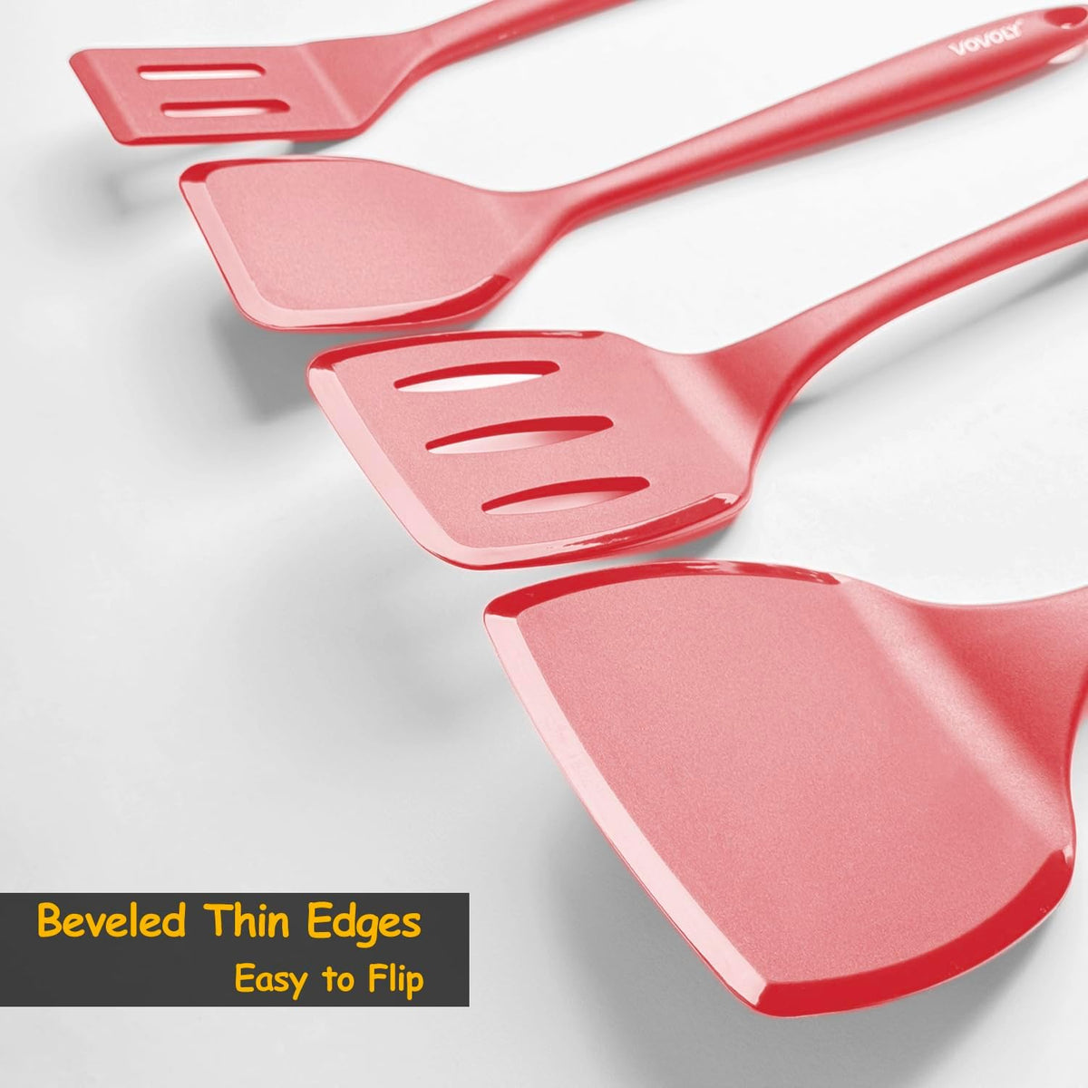 Silicone Spatula Set, 600°F Heat Resistant Silicone Spatula Turner Flipper for Cooking, Non Stick and Non Scratch Kitchen Utensils for Eggs & Pancakes, 4 Pack, Black - PuriLite