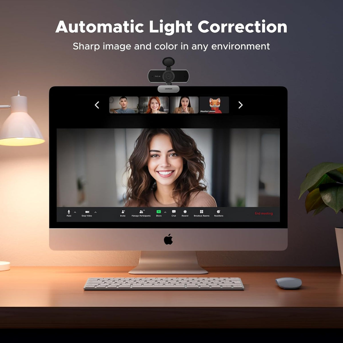 UGREEN 2K Webcam, Webcam for PC Ultra HD 1440P Computer Camera with Microphone, PC Camera with Privacy Cover, USB-A Web Camera for Streaming, Conferencing, Video Calling, Zoom, Skype, Teams, Facetime - PuriLite