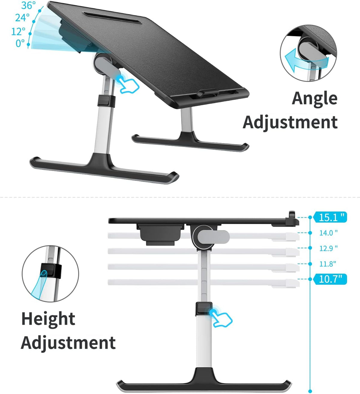 Purilite Select Adjustable Laptop Bed Tray Desk - PuriLite