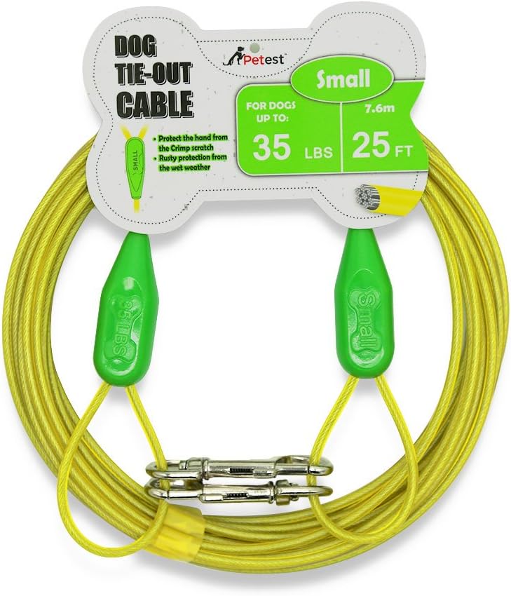 Petest 25ft Reflective Tie-Out Cable for Small Dogs Up to 35 Pounds - PuriLite