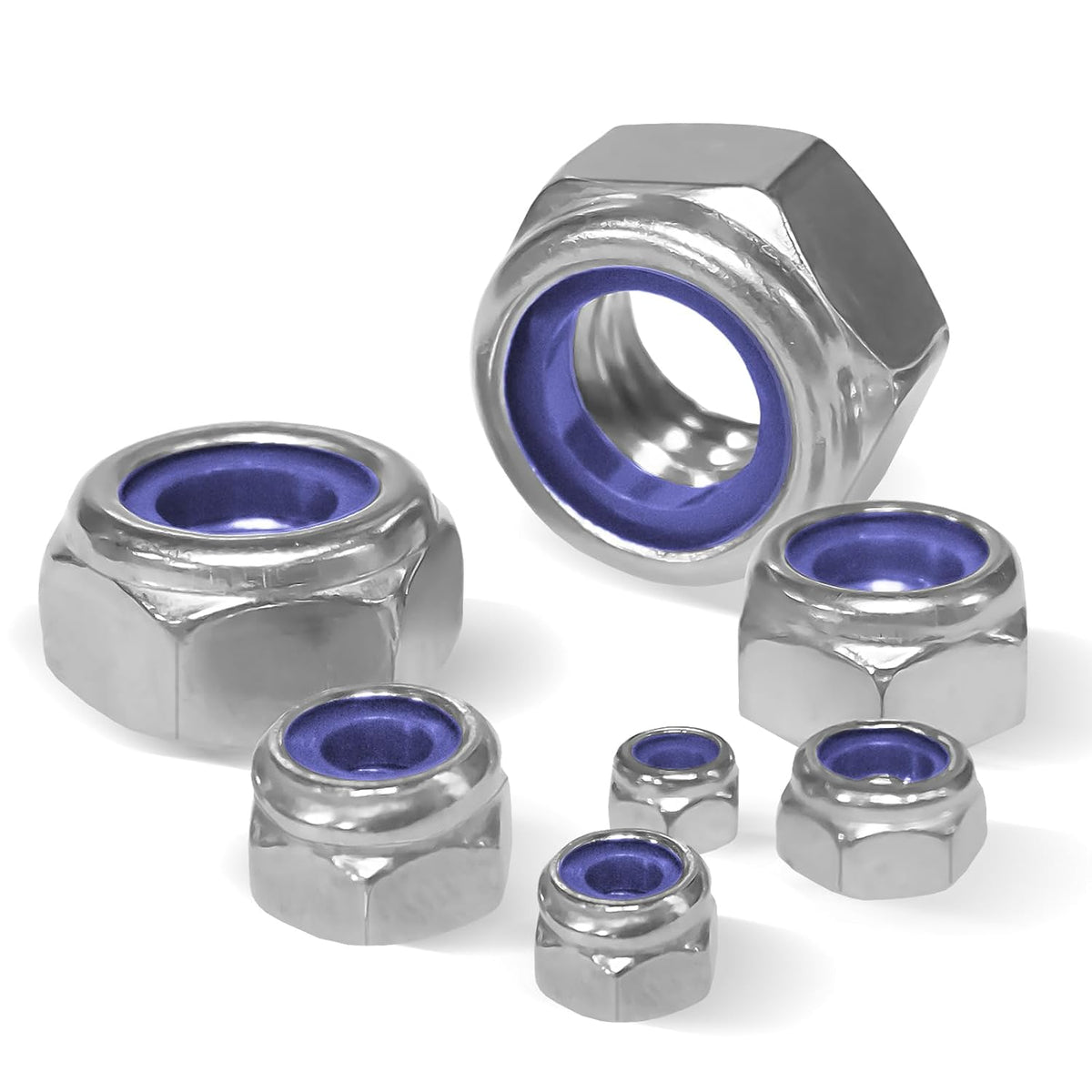 Vifmy 110 Pack 1/4"-20 Inch Lock Nuts,304 (A2-70) Stainless Steel Nylon Insert Locknuts,Standard Inch Thread Nylock Nuts for Bolts - PuriLite