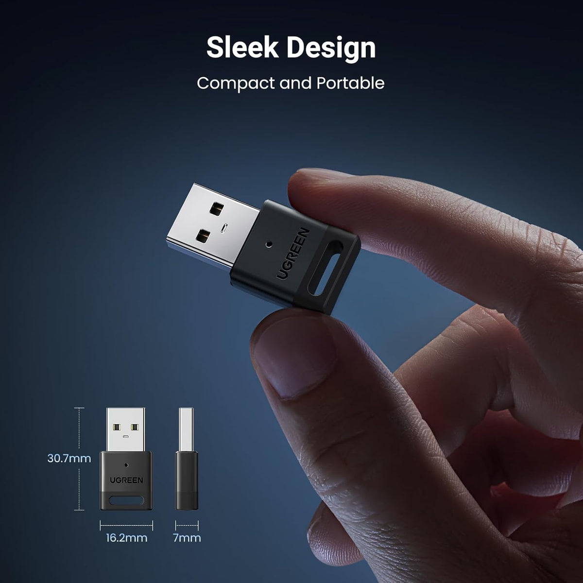 UGREEN Bluetooth 5.3 Adapter USB Bluetooth Dongle for PC Plug and Play for Windows 11 10 8.1 for Wireless Keyboard Mouse Headphone Speaker - PuriLite