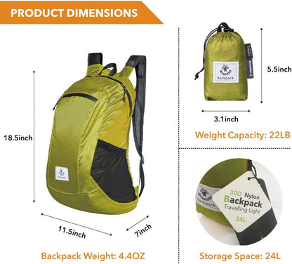 4Monster Hiking Daypack,Water Resistant Lightweight Packable Backpack for Travel Camping Outdoor - PuriLite