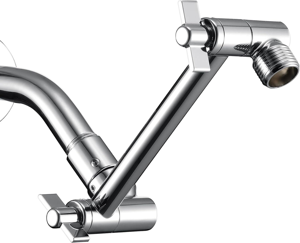 Shower Head Extension Arm, 6 Inch Adjustable Shower Arm Extender for Handheld/Fixed/Rain Shower Head, All Metal Showerhead Arm with G1/2 Universal Connector, Easy Installation, Brushed Nickel - PuriLite
