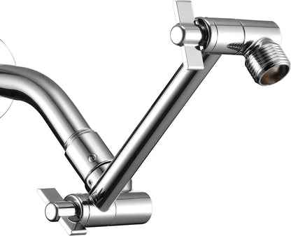Shower Head Extension Arm, 6 Inch Adjustable Shower Arm Extender for Handheld/Fixed/Rain Shower Head, All Metal Showerhead Arm with G1/2 Universal Connector, Easy Installation, Brushed Nickel - PuriLite