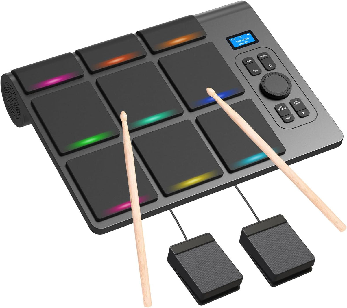 9 Pads Electronic Drum Pad, Electronic Tabletop Drum Set, Portable Digital Drum Kit with Velocity Sensitivity, LED Drum Pad Lights, MIDI Mac & PC Support, Ideal Gift for Beginners - PuriLite