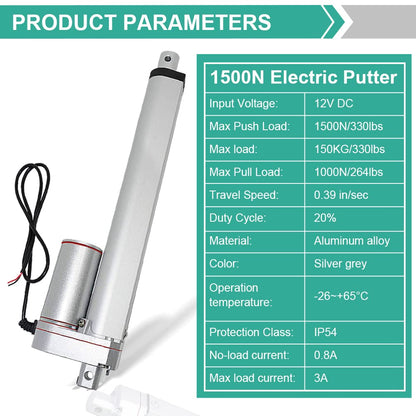 ECO-WORTHY Heavy Duty 330lbs Solar Tracker Linear Actuator Multi-Function (12V, 14") - PuriLite
