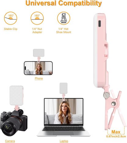 Anautin Selfie Light, 60 LED 2200mAh Rechargeable Clip Fill Video Light (Black) - PuriLite