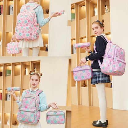 3Pcs Daisy Prints Backpack for Girls Bookbag set Primary School Daypack Elementary Students Knapsack with Lunch Box - PuriLite