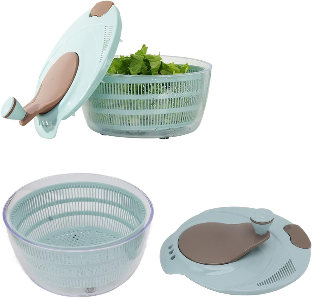 Salad Spinner Lettuce Washer with Drain Bowl Colander Handle, Veggie Dryer Fruit Washer Drainer for Cleaning Drying Greens Vegetables Fruits(Blue) - PuriLite