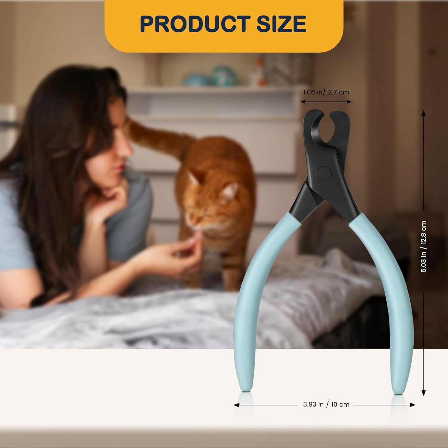 BEZOX Professional Pet Nail Clippers, Premium Sharp & Safe Pets' Paw Trimmer for Large Dogs and Small Animals, Soft Grip Cat Claw Cutter with Built-in Spring - Blue Handle - PuriLite