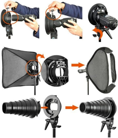 Godox S-Type Bracket Bowens S Mount Holder for Speedlite Flash Snoot Softbox Honeycomb - PuriLite