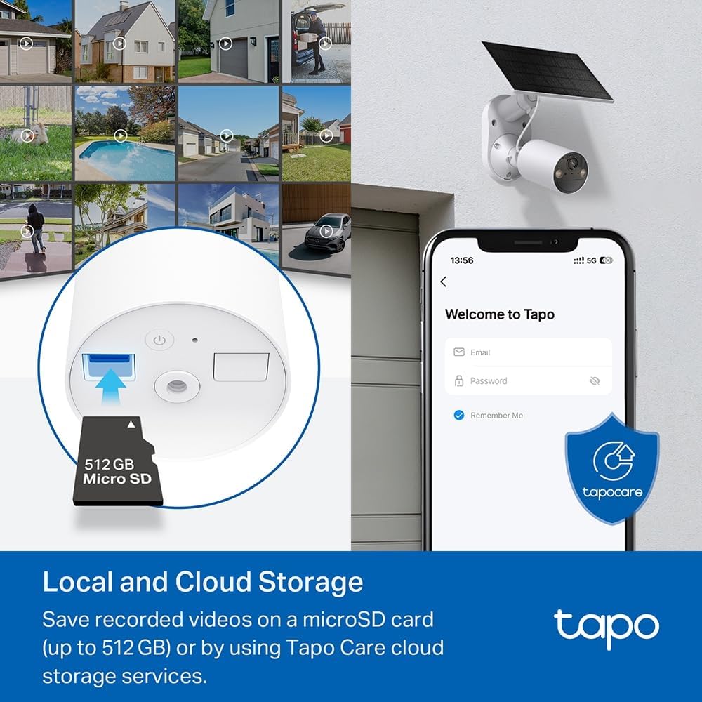 TP-Link Tapo Solar-Powered Security Camera Kit, 2K Wireless Battery Camera w/Solar Panel Base, Smart Person Detection, SD/Cloud Storage, Spotlight Color Night Vision, No Hub Needed (Tapo C410 KIT) - PuriLite