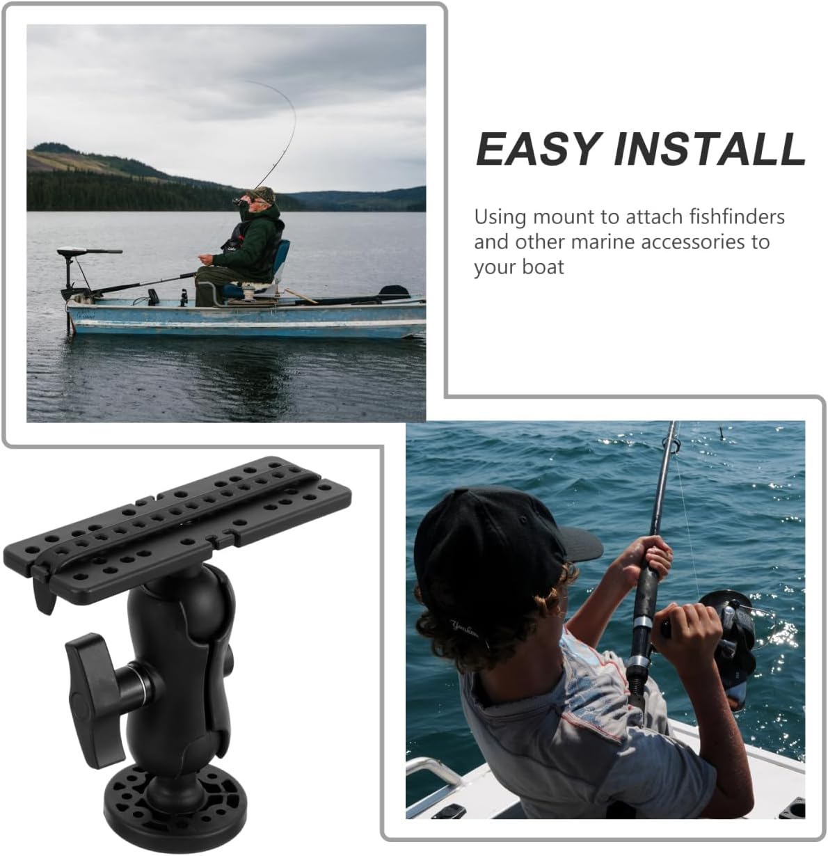 Multifunctional Fish Finder Rack Platform Adjustable Fish Finder Bracket for Kayak and Boat Navigation Easy Install Nylon and Silicone Holder - PuriLite