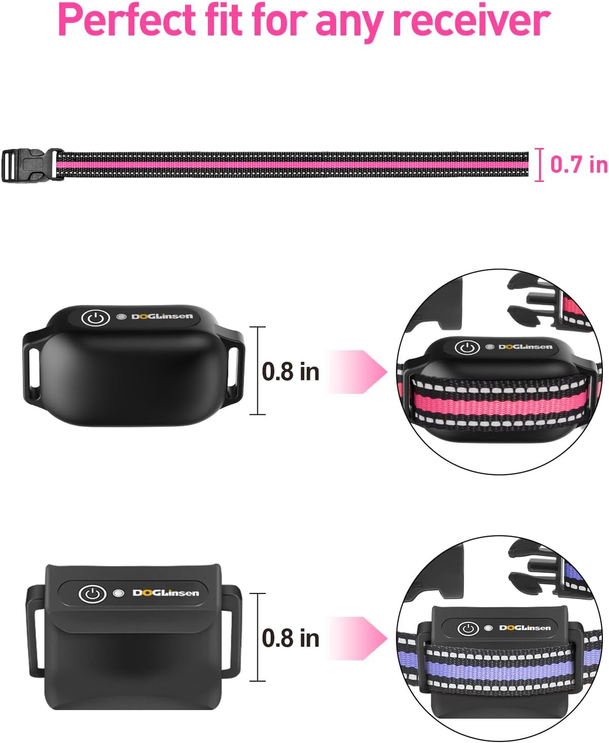 DOGLinsen 2-in-1 Bark and Shock Collar for Dogs, Smart Anti Barking Dog Training Collar with 5 Adjustable Sensitivity, Automatic Bark Collar with Remote, Vibration, Beep, Shock and Automatic - PuriLite