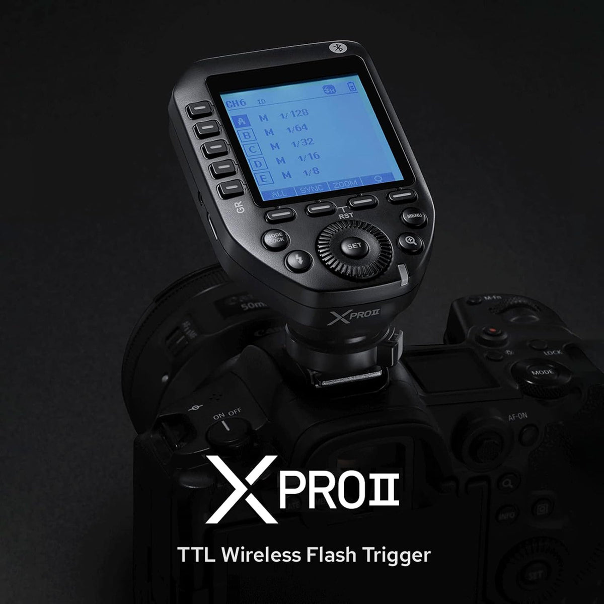 Godox XPROII-C 2.4G Wireless Flash Trigger Transmitter TTL Autoflash 1/8000s HSS Large LCD Screen 32 Channels 16 Groups Replacement for Canon Cameras - PuriLite