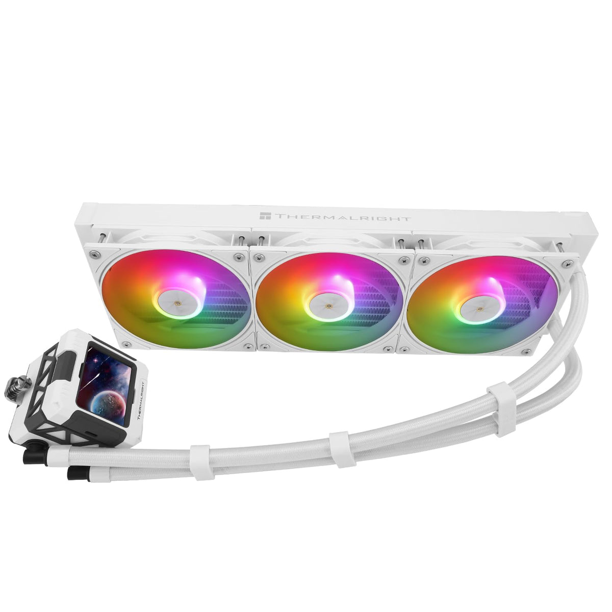 Thermalright FW 360 Black ARGB-360mm AIO CPU Liquid Cooler,IPS LCD Screen with 320 * 240 Resolution,for AM5/Intel LGA1700,‘2.4 inch’Magnet-Absorbent LCD Screen for Images -Black - PuriLite