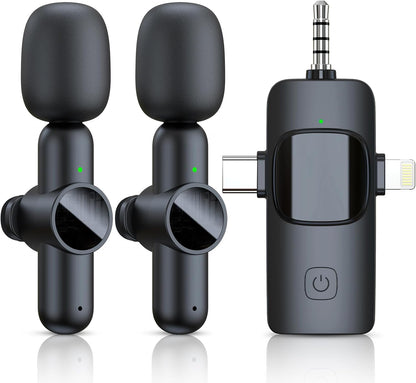 2 Pack Wireless Lavalier Microphone for iPhone iPad, RICCHI Mini Microphone Plug-Play Wireless Mic for Video Recording, Interview, YouTube, Facebook, TikTok, Auto Sync and Noise Reduction - PuriLite