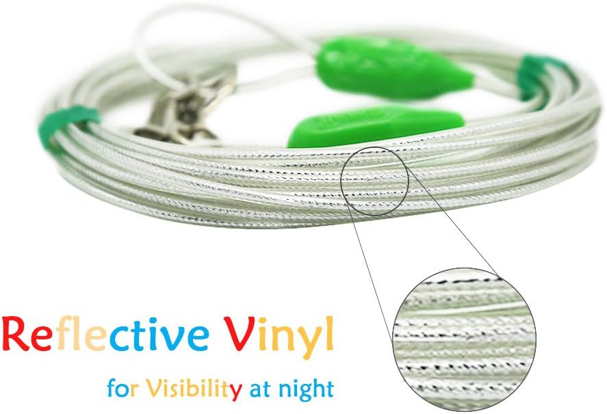 Petest 25ft Reflective Tie-Out Cable for Small Dogs Up to 35 Pounds - PuriLite