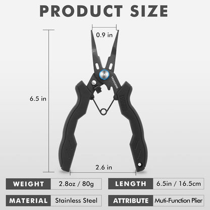 TRUSCEND Lockable Handy Fishing Pliers with Innovative Ergonomic Handle, Saltwater Corrosion Resistant Teflon Coated Fishing Tool, Multi-Function Fishing Gear with Mo-V Cutter, Amazing Fishing Gift - PuriLite