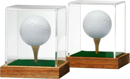 JupDec Baseball Display Case, Clear Cube Baseball Holder with Wooden Base, Autograph Baseball Stand Box for Single Ball, Acacia Wood, Brown, 1 Pack - PuriLite