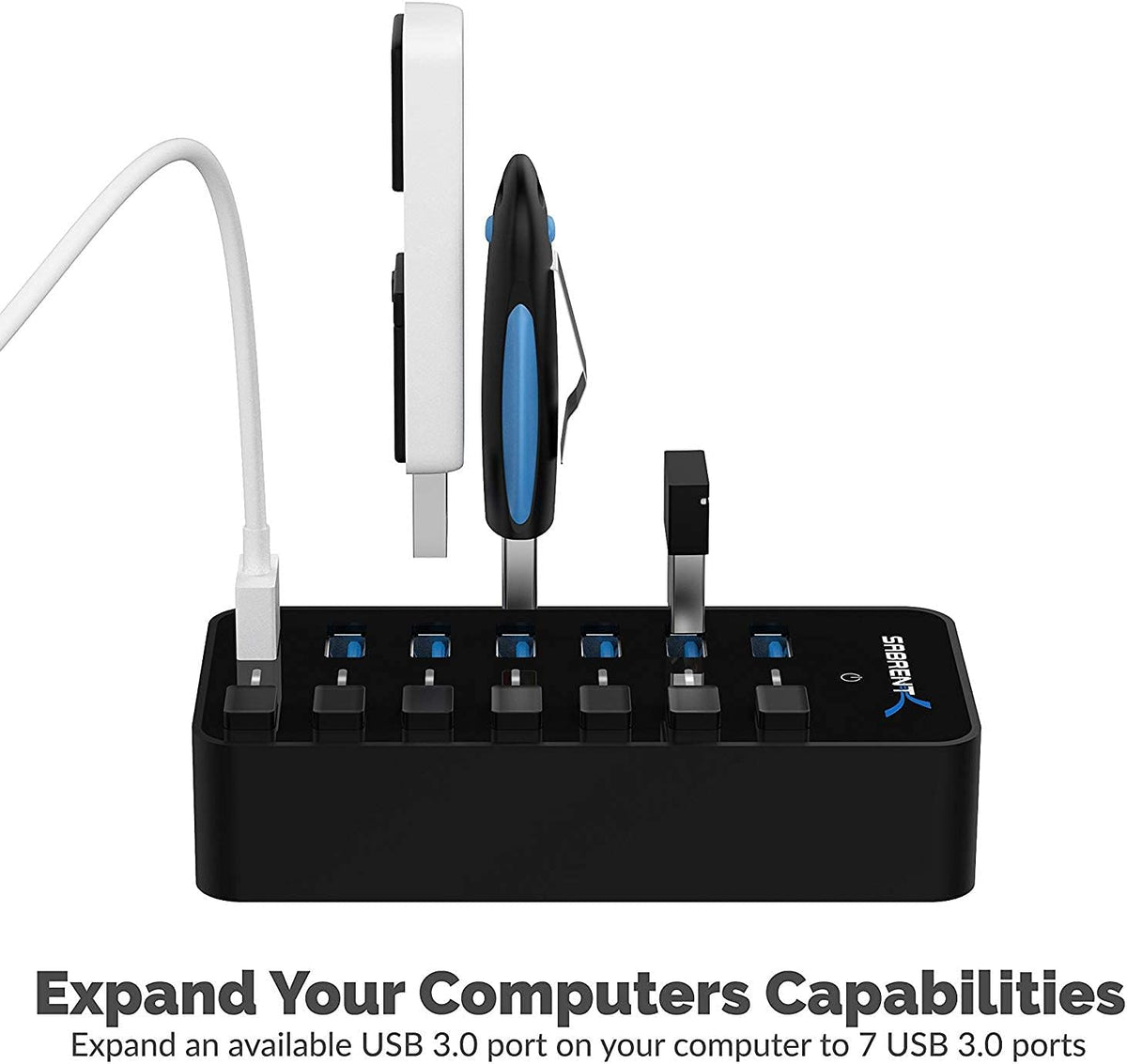 SABRENT16 Port USB hub 3.2 x1 and Charger 90W, with Power Adapter, Fast Powered Data hub, Multiple USB Charging, USB Docking Station, multiport hubs, LEDs on/Off Switch, Mount Bracket Included - PuriLite
