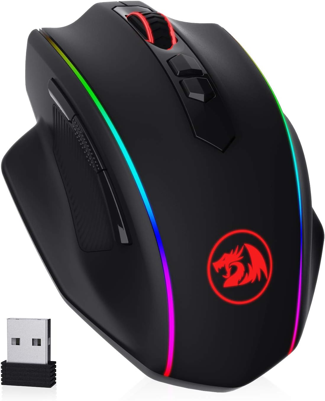 Redragon M686 Wireless Gaming Mouse, 16000 DPI Wired/Wireless Mouse with Professional Sensor, 45-Hour Durable Power Capacity, Customizable Macro and RGB Backlight for PC/Mac/Laptop - PuriLite