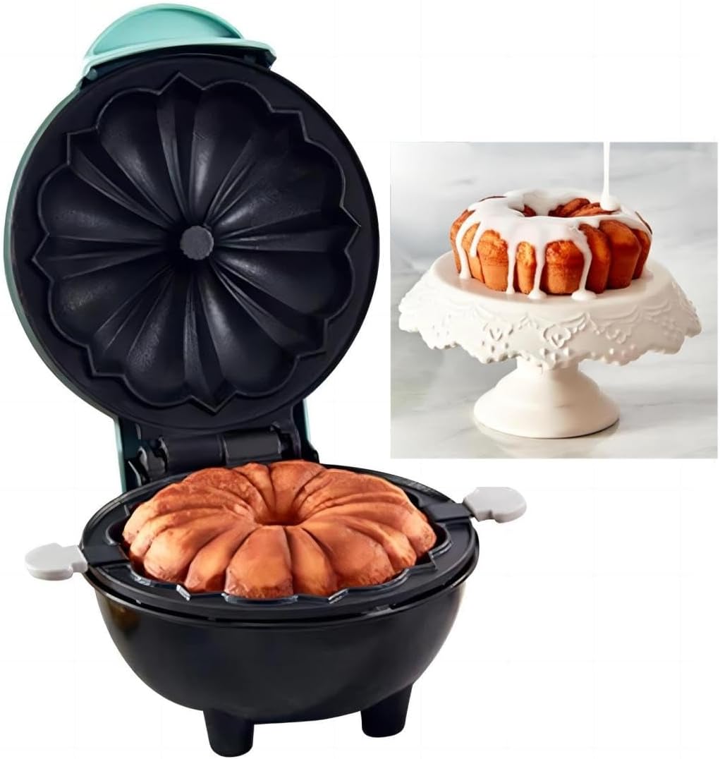 Mini Maker Waffle Maker 5“ Non-Stick Waffler Iron Stuffler Stuffed Wafflera Adjustable Browning Control, Heart, Azure - PuriLite