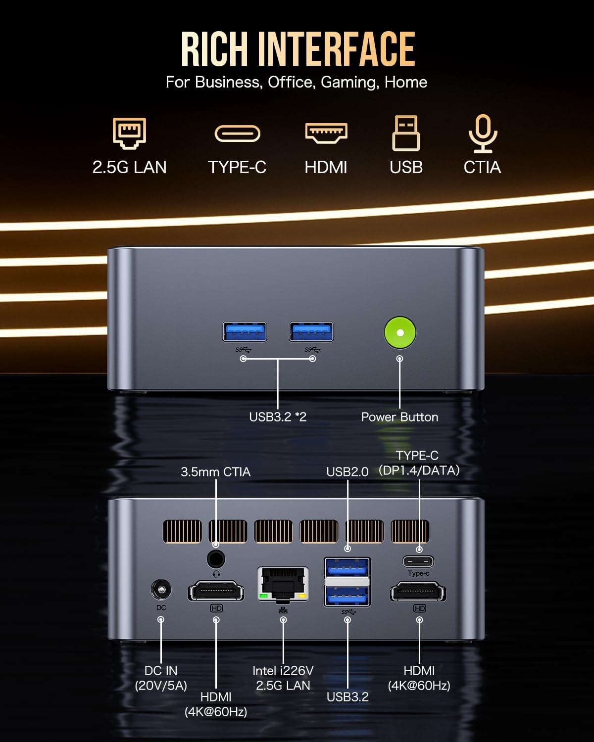 GMKtec Mini PC Intel Core i9 12900HK(14C/20T 5.0 GHz) W11 Pro, Desktop Computer 32GB DDR4 RAM+1TB NVMe SSD, Triple 4K Display, WiFi 6, BT5.2, USB-C M3 Plus - PuriLite