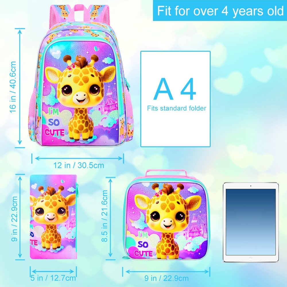 3pcs Backpack for Boys and Girls, 16” Kids Kindergarten Bookbag with Lunch Box, Cute Elementary Backpacks for Boy Girl - PuriLite