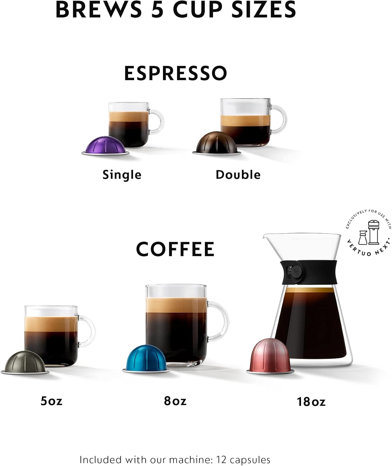 Nespresso Vertuo Next Coffee and Espresso Machine by Breville with Aeroccino Milk Frother - Light Grey - PuriLite