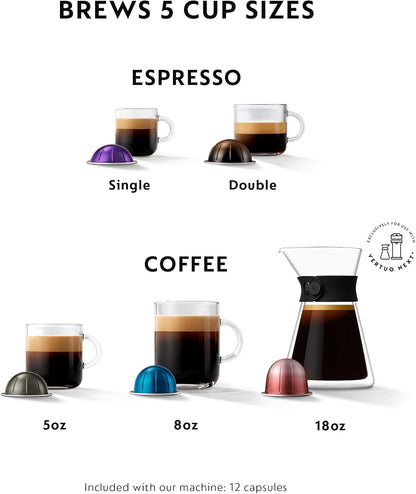 Nespresso Vertuo Next Coffee and Espresso Machine by Breville with Aeroccino Milk Frother - Light Grey - PuriLite