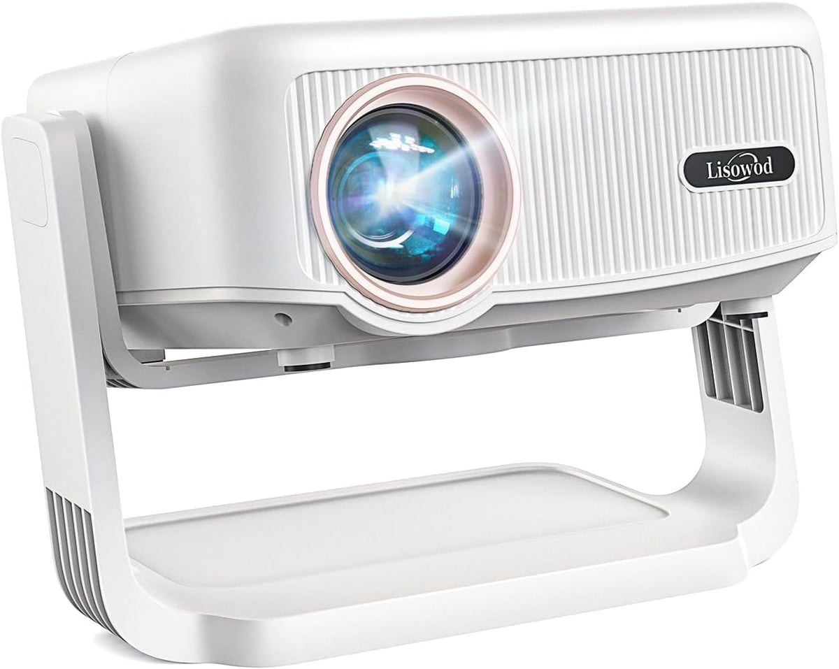 [360°Rotation Stand] Mini Projector Bluetooth 5.2 & WiFi 6: Electric Focus+Auto Keystone, 1080P Portable Projector, Zoom, Lisowod Smart Projector, Outdoor Movie Projecteur for TV Stick/PS5/HDMI/Phone - PuriLite