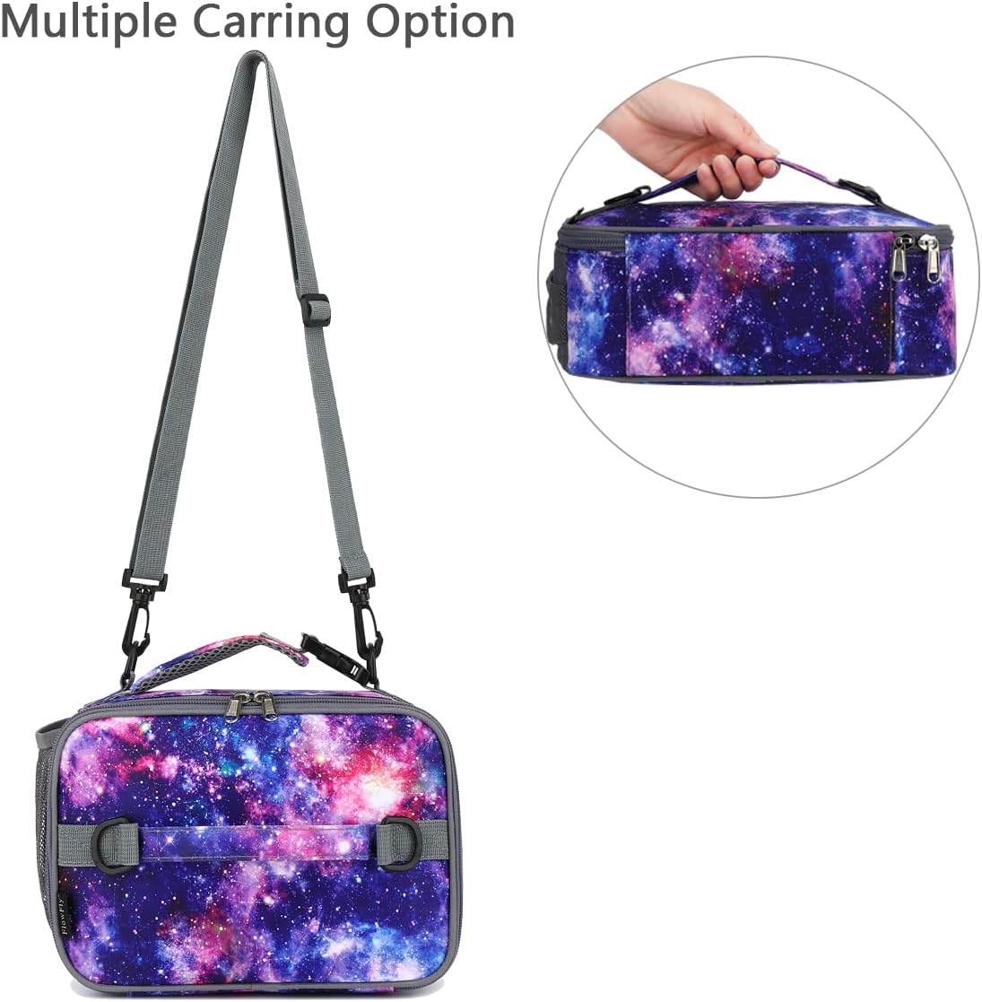 FlowFly Kids Lunch Box Insulated Soft Bag Mini Cooler Back to School Thermal Meal Tote Kit for Girls, Boys, Black - PuriLite