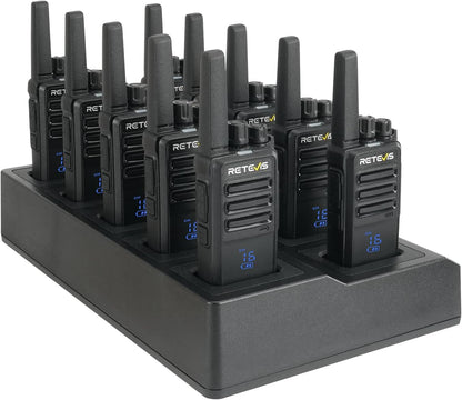 Retevis RT68H 2 Way Radios Long Range with 10 Way Charger,Walkie Talkies Rechargeable for Adults,Easier Charging,Easier Management,LED Display, Keypad Lock,Hands Free Compact Walkie Talkie (10 Pack) - PuriLite