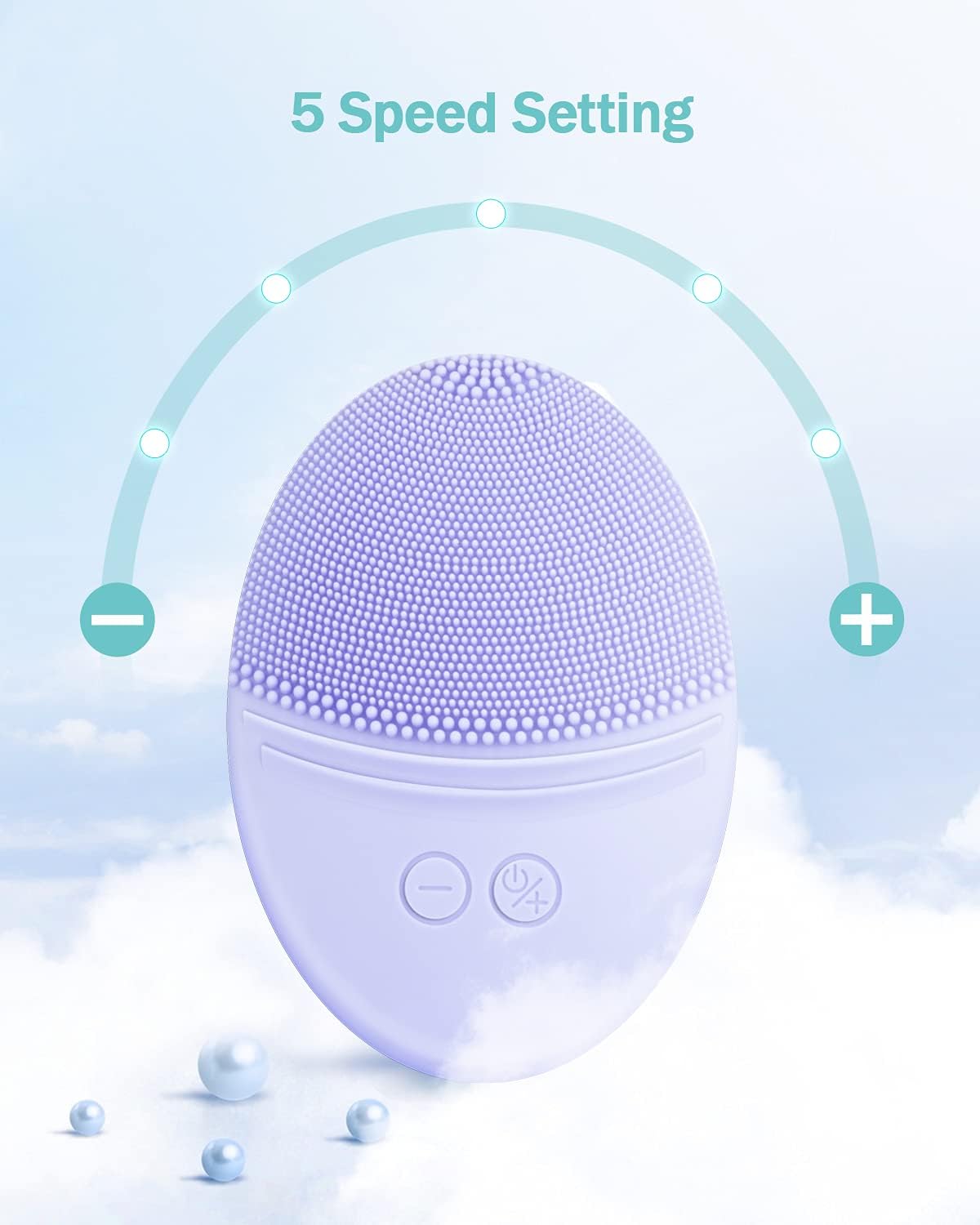 EZBASICS Sonic Facial Cleansing Brush Made with Ultra Hygienic Soft Silicone, Waterproof Sonic Vibrating Face Brush for Deep Cleansing, Gentle Exfoliating and Massaging, Inductive Charging Blue - PuriLite