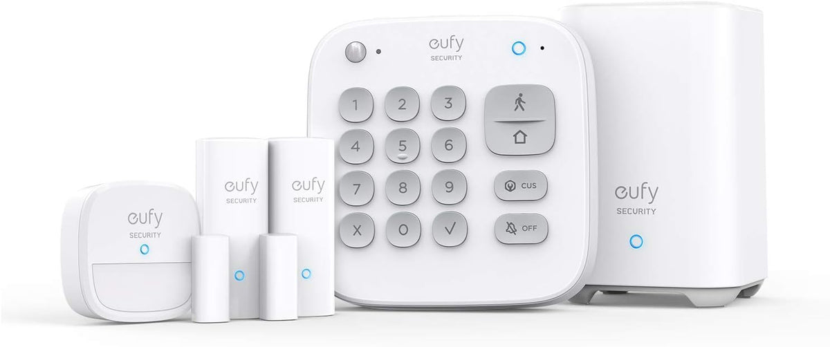 eufy Security 5-Piece Home Alarm Kit, Home Security System, Keypad, Motion Sensor, 2 Entry Sensors, Home Alarm System, Control from The App, Links with eufyCam - PuriLite