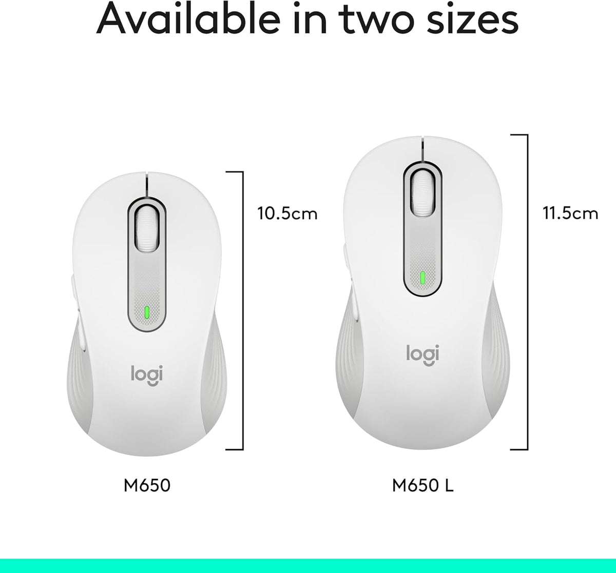 Logitech Signature M650 L Full Size Wireless Mouse - For Large Sized Hands, 2-Year Battery, Silent Clicks, Customizable Side Buttons, Bluetooth, for PC/Mac/Multi-Device/Chromebook - Black - PuriLite