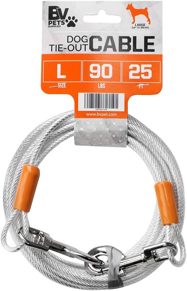 BV Pet Small Tie Out Cable for Dog up to 35 Pound, 25-Feet - PuriLite